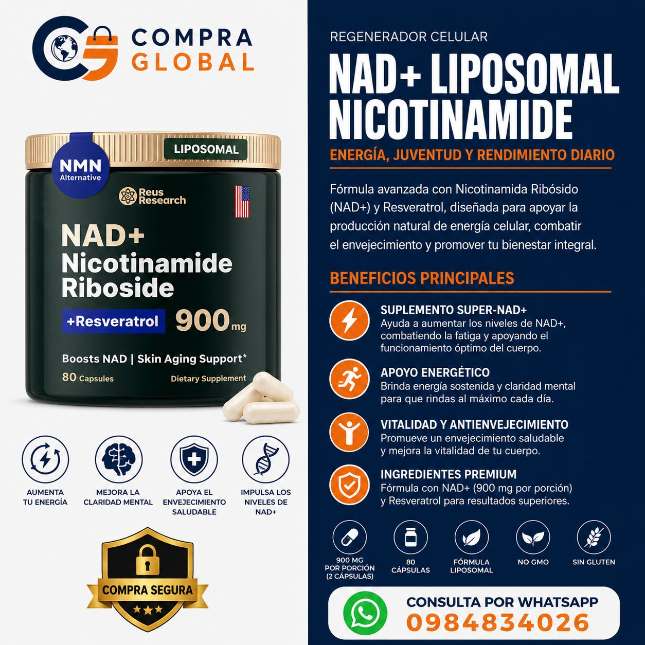 Liposomal Nad Nicotinamida Y Resveratrol